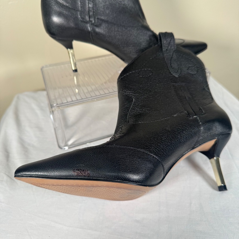 Jessica Simpson Ankle Boots Womens 7.5 Black Nelda Western Pointed‎ Kitten Heel - Picture 9 of 9